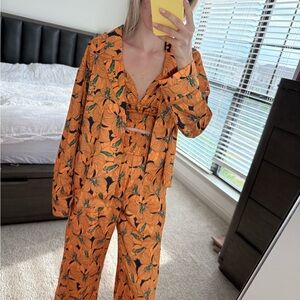 Floral Silky Orange 3-Piece Set